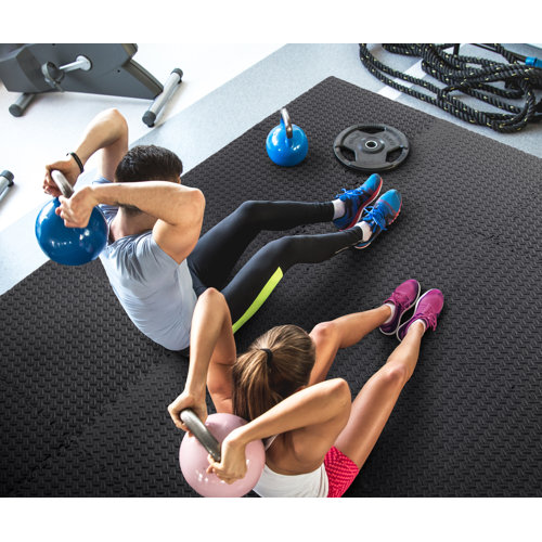 WF Athletic Supply Extra Thick Interlocking Exercise Foam Mats, 3/4